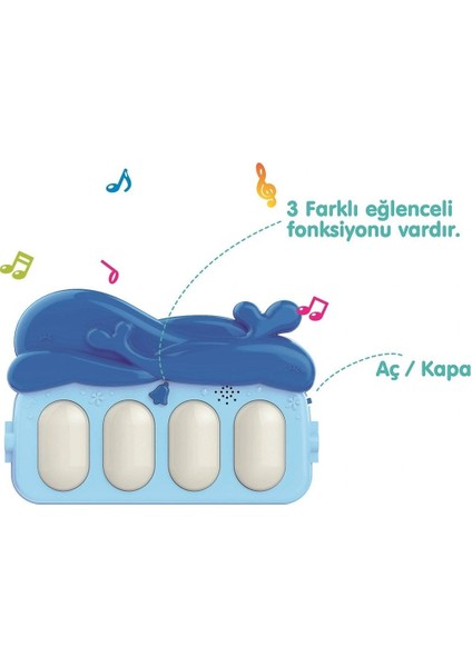 Piyanolu Müzikli Balina Oyun Halısı - Mavi