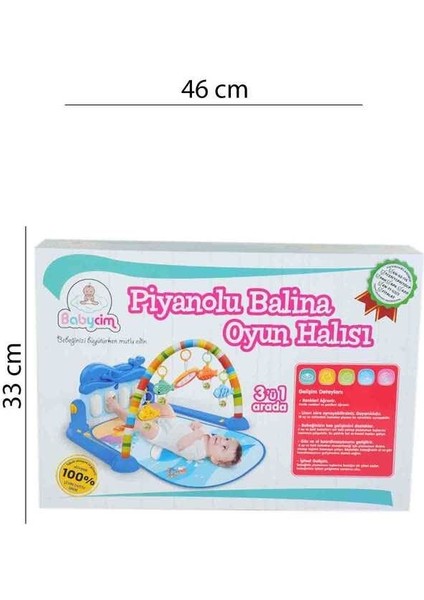 Piyanolu Müzikli Balina Oyun Halısı - Mavi