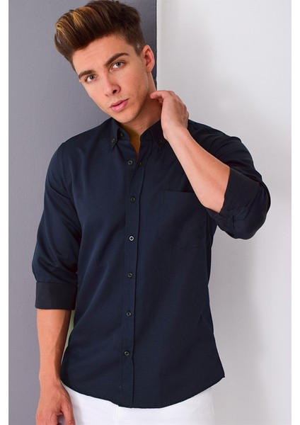 G676 Dewberry Erkek Gömlek-Koyu Lacivert fırsatları