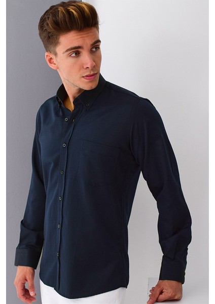 G676 Dewberry Erkek Gömlek-Koyu Lacivert indirimleri
