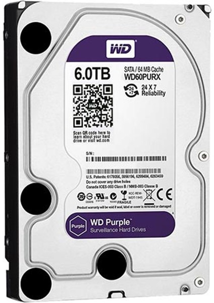 Purple WD60PURZ/WD62PURZ 6 Tb Sata 6gb/s 7/24 Güvenlik Harddisk