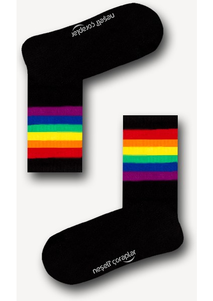 Siyah Gökkuşağı Atletik Erkek Çorap