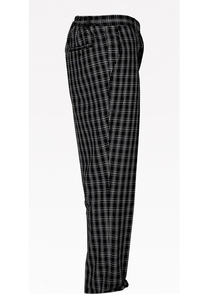 Aşçı Pantolonu Lastikli Siyah Beyaz Ekose Desenli Unisex Şef Pantolon modelleri