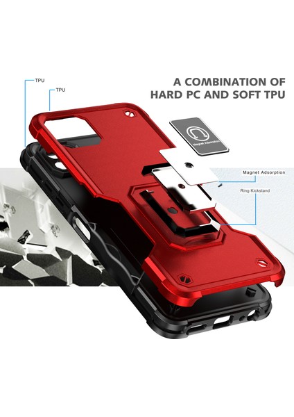 Samsung Galaxy A22 5g Için Metal Halka Tutucu Stand Çift Katmanlı Telefon Koruyucu Kılıf Siyah (Yurt Dışından) modelleri