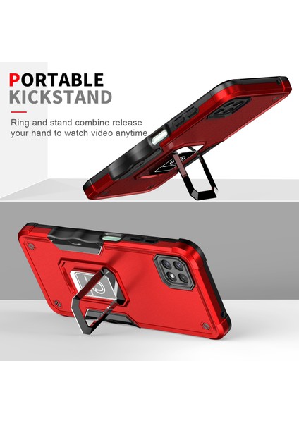 Samsung Galaxy A22 5g Için Metal Halka Tutucu Stand Çift Katmanlı Telefon Koruyucu Kılıf Siyah (Yurt Dışından) fırsatları