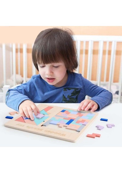 Ahşap Oyuncak Ahşap Tetris Oyun T Şekli Mtach Tangram Çok Fonksiyonlu 3 In 1 Bebek Çocuk Doğum Günü | Bloklar (Yurt Dışından)
