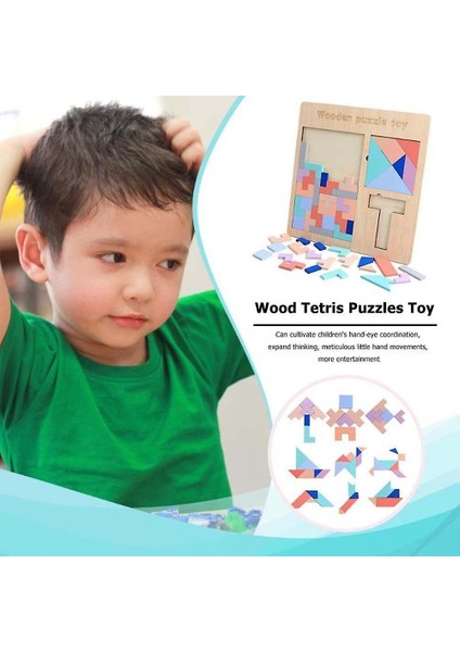 Ahşap Oyuncak Ahşap Tetris Oyun T Şekli Mtach Tangram Çok Fonksiyonlu 3 In 1 Bebek Çocuk Doğum Günü | Bloklar (Yurt Dışından)
