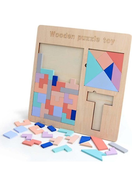 Ahşap Oyuncak Ahşap Tetris Oyun T Şekli Mtach Tangram Çok Fonksiyonlu 3 In 1 Bebek Çocuk Doğum Günü | Bloklar (Yurt Dışından)