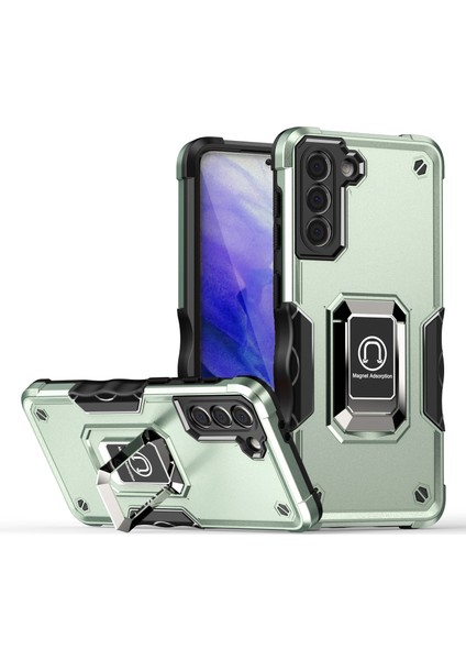 Samsung Galaxy S21 Plus 5g Için Metal Halka Tutucu Stand Çift Katmanlı Telefon Koruyucu Kılıf Yeşil (Yurt Dışından)