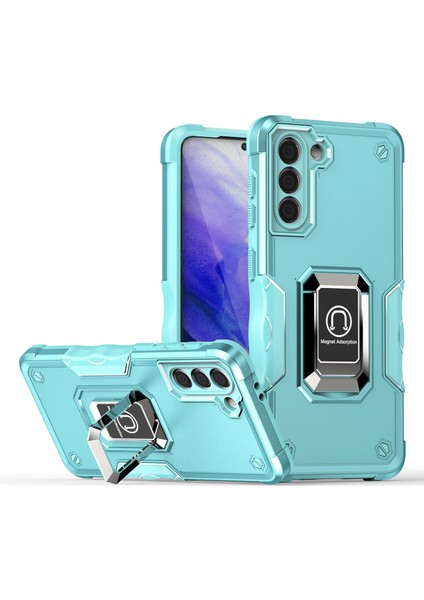Samsung Galaxy S21 Plus 5g Için Metal Halka Tutucu Stand Çift Katmanlı Telefon Koruyucu Kılıf Nane Yeşili (Yurt Dışından)