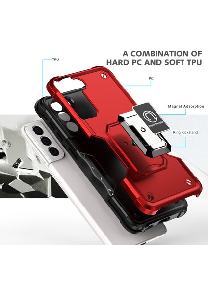 Samsung Galaxy S21 Plus 5g Için Metal Halka Tutucu Stand Çift Katmanlı Telefon Koruyucu Kılıf Nane Yeşili (Yurt Dışından) modelleri