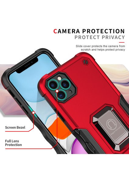 iPhone 11 Pro Için Metal Halka Tutucu Stand Çift Katmanlı Telefon Koruyucu Kılıf Yeşil (Yurt Dışından) fiyatları