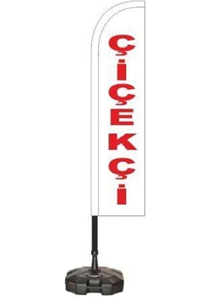 Cicekci Temalı Beyaz Renk Yelken Bayrak