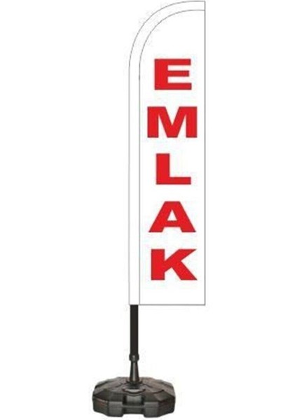 Emlak Temalı Beyaz Renk Yelken Bayrak