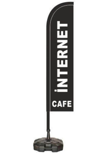 Internet Cafe Temalı Siyah Renk Yelken Bayrak