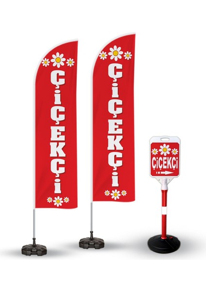 Çiçekçi Yönlendirme Tanıtım ve Reklam 2 Yelken Bayrak ve Bariyer Duba