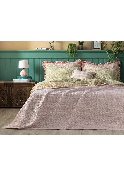 English Home Timeless Floret Tek Kişilik Çok Amaçlı Örtü 160 x 220 cm Pembe