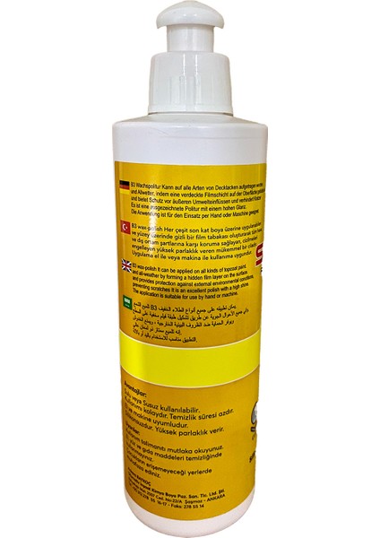 Protect B3 Wax Polish CILA250ML Menşei Almanya