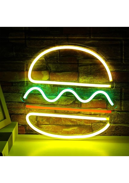 Hamburger Neon Çocuk Odası Restoran Için Neon Işık Duvar Dekorasyonu (Yurt Dışından)