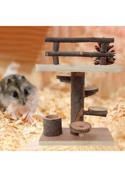 Doğal Hamster Ahşap Oyuncaklar Set Tırmanma Merdiven Bahçesi Kafes Dekor Merdiven (Yurt Dışından)