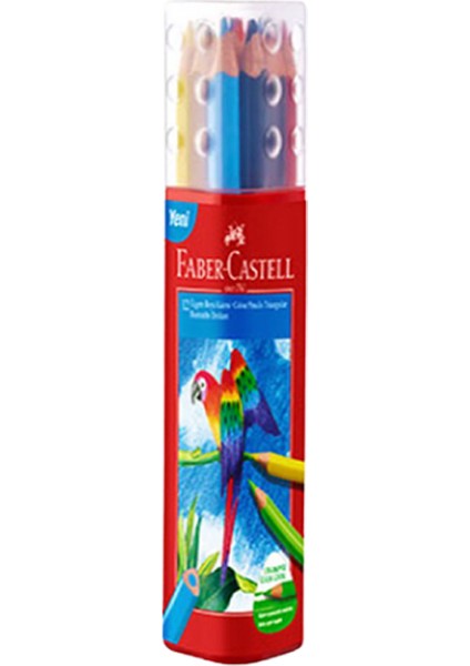 Üçgen Kuru Boya Kalem Seti 12 Renk Plastik Üçgen Tüp