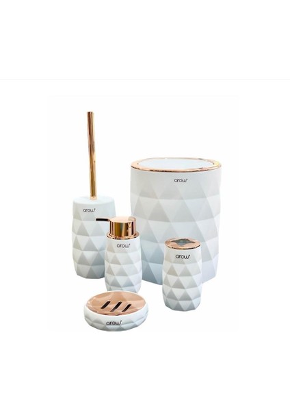 Piramit Banyo Seti 5 Parça Beyaz