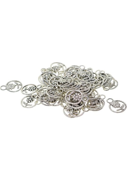 50 Parça Antiqued Gümüş Alaşım Papatya Çiçek Charms Kolye Dıy Kolye (Yurt Dışından) modelleri