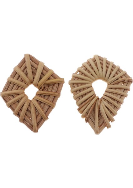 1 Çift Rattan Dokuma Charms Kolye Küpe Bulguları Rhombus Yüzük 53X40MM (Yurt Dışından)