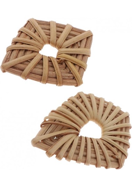 1 Çift Rattan Dokuma Charms Kolye Küpe Bulguları Rhombus Yüzük 53X40MM (Yurt Dışından)