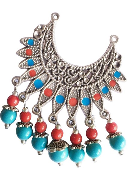 Ulusal Stil Boncuklu Püskül Charms Kolye Dıy Kolye Takı Kırmızı Mavi (Yurt Dışından)