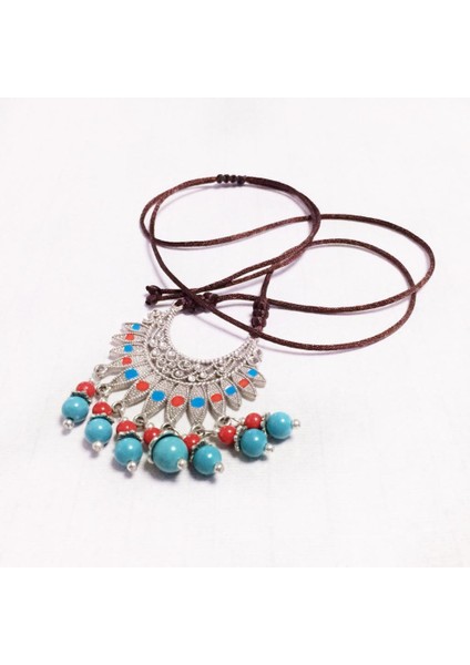 Ulusal Stil Boncuklu Püskül Charms Kolye Dıy Kolye Takı Kırmızı Mavi (Yurt Dışından) modelleri