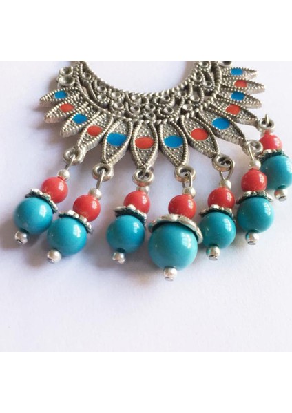 Ulusal Stil Boncuklu Püskül Charms Kolye Dıy Kolye Takı Kırmızı Mavi (Yurt Dışından) indirimleri