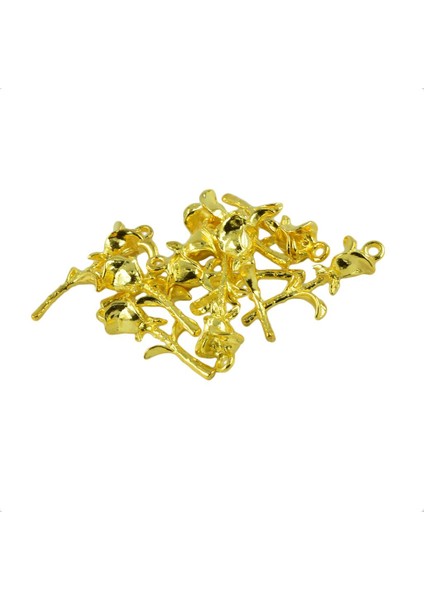 10 Adet Gül Çiçek Charms Kolye Çiçek Toplu Charms 36X15MM Altın (Yurt Dışından)