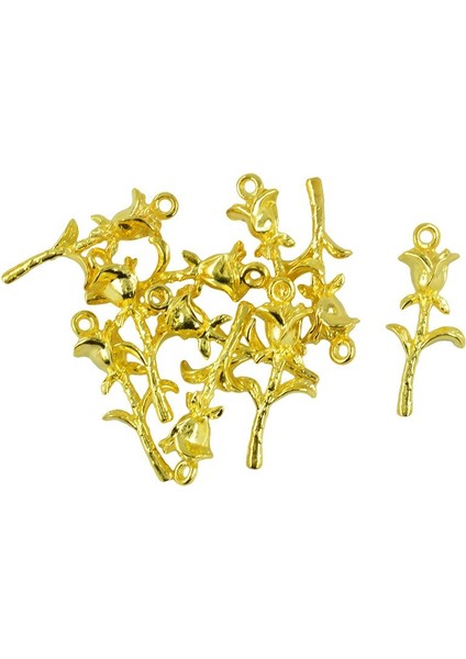 10 Adet Gül Çiçek Charms Kolye Çiçek Toplu Charms 36X15MM Altın (Yurt Dışından) fiyatları
