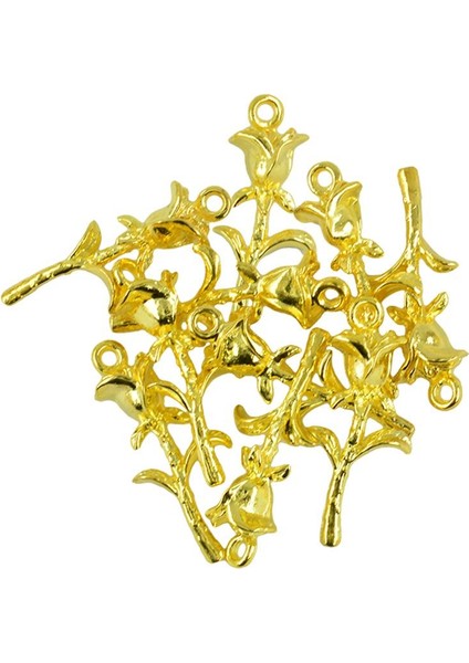 10 Adet Gül Çiçek Charms Kolye Çiçek Toplu Charms 36X15MM Altın (Yurt Dışından) modelleri