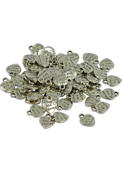 50 Adet Aşk ve Sevgili Kalp Kolye Charms Kolye Bilezik Zanaat Dıy Için (Yurt Dışından)