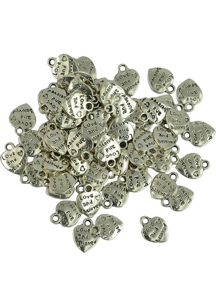 50 Adet Aşk ve Sevgili Kalp Kolye Charms Kolye Bilezik Zanaat Dıy Için (Yurt Dışından)