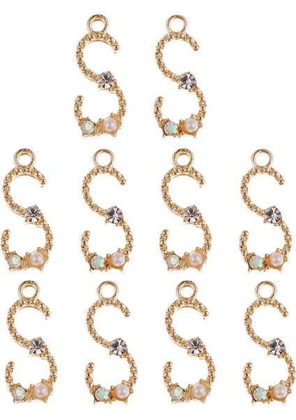10 Parça Alaşım Inci Kristal Harfler Tasarım Kolye Takı Yapımı Charms S (Yurt Dışından) fiyatları