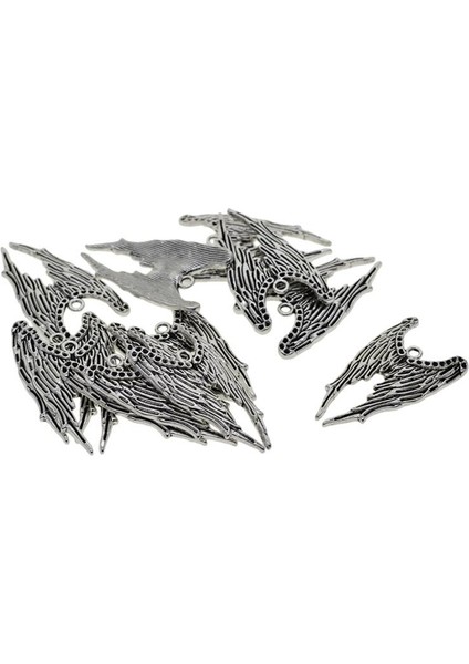 10 Adet Tibet Gümüş Büyük Melek Kanat Charms Kolye Bookmark 38X22MM (Yurt Dışından)