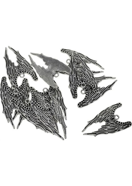 10 Adet Tibet Gümüş Büyük Melek Kanat Charms Kolye Bookmark 38X22MM (Yurt Dışından)