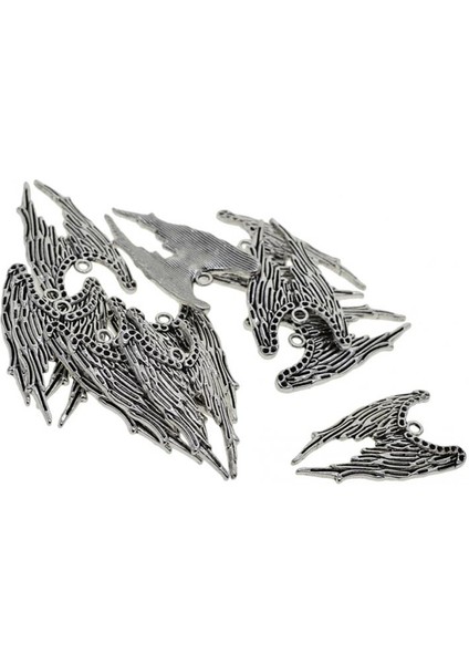 10 Adet Tibet Gümüş Büyük Melek Kanat Charms Kolye Bookmark 38X22MM (Yurt Dışından)