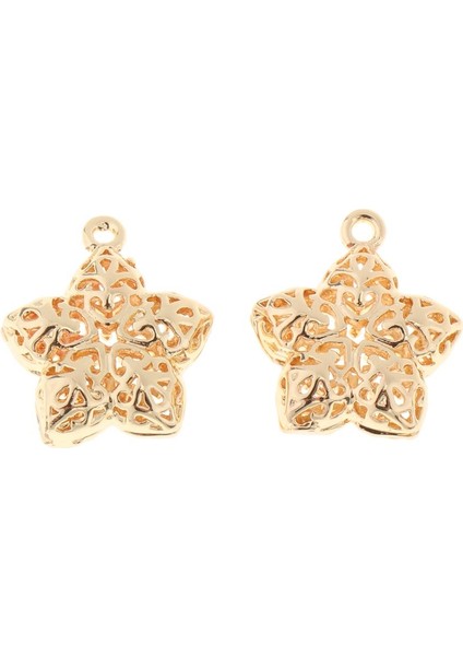 2x Altın Metal Yıldız Charm Kolye Hollow Boncuk Dıy Takı Bilezik Bulguları (Yurt Dışından)