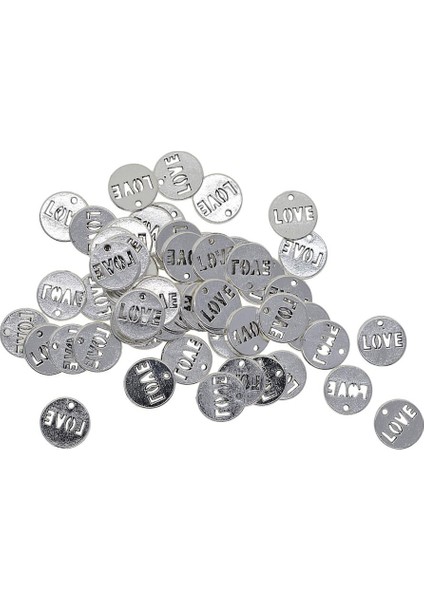 50X Vinatge Aşk Mektubu Hollow Dangle Charms Yuvarlak Etiketler Dıy Takı Bulguları (Yurt Dışından)