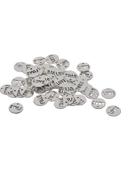 50X Vinatge Aşk Mektubu Hollow Dangle Charms Yuvarlak Etiketler Dıy Takı Bulguları (Yurt Dışından) fiyatları