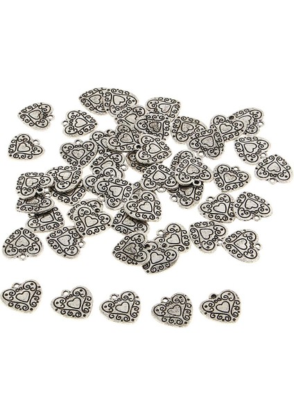 50 Adet Antik Gümüş Kalp Takı Charms Kolye Carfts Dıy Bulma Tibet Tarzı 1 (Yurt Dışından)