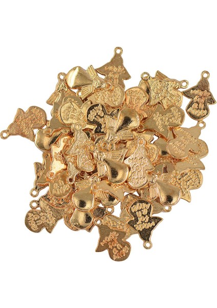 50 Adet Vintage Alaşım Melek Boncuklu Kolye Charms Bulgular El Sanatları 18X12MM Işık Altın (Yurt Dışından)