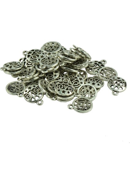 50 Adet Metal Tibet Gümüş Kolye Charms Dıy Bulgular El Sanatları Hollow Star (Yurt Dışından)