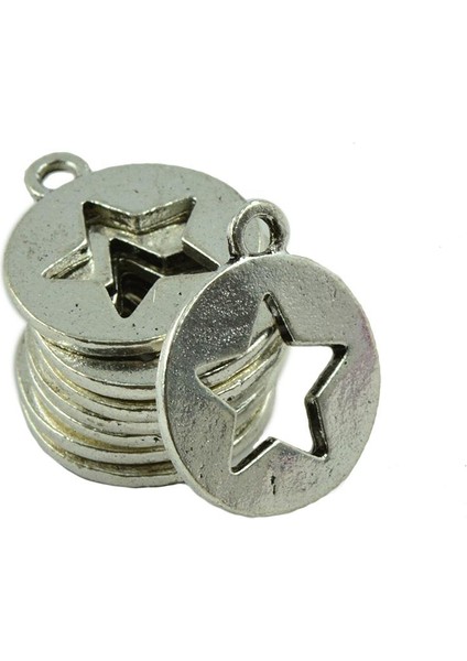 30 Adet Retro Tibet Gümüş Kolye Dıy Bulgular El Sanatları Ortada Hollow Star (Yurt Dışından)