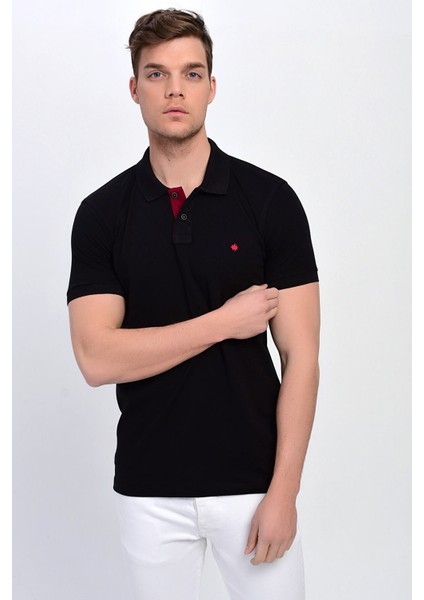 Erkek Polo Yaka Likralı T-Shirt Siyah T621 modelleri