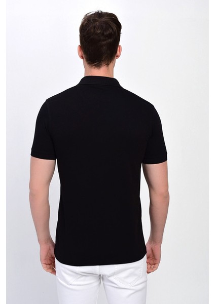 Erkek Polo Yaka Likralı T-Shirt Siyah T621 indirimleri